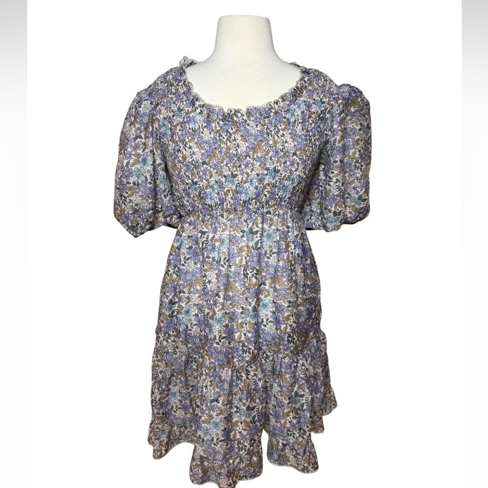 Jacquie the label Blue and White Floral Mini Dress-Size Large-Like New